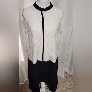 LOFT Lace Sleeveless Black & White Tunic Dress 10